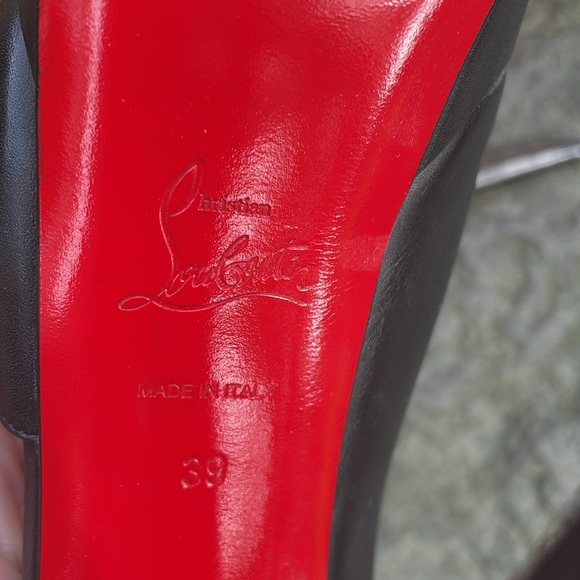 CHRISTIAN LOUBOUTIN VERITA BLACK LEATHER 6” STILLETTO HEEL PEEP TOE PUMPS🔥👠-9 - Picture 11 of 15